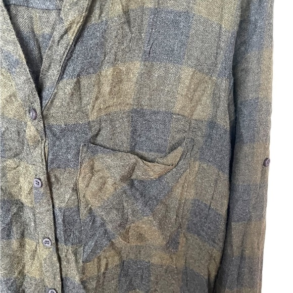 Bella Dahl Revolve Flannel Plaid Button Down Long Sleeve Dress Green Small - Picture 6 of 9